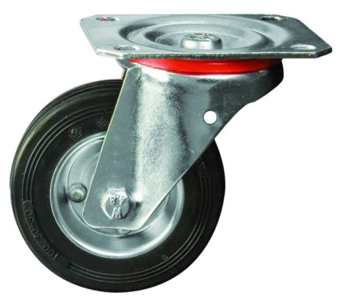 200mm-swivel-plate-castor-black-rubber-tyre